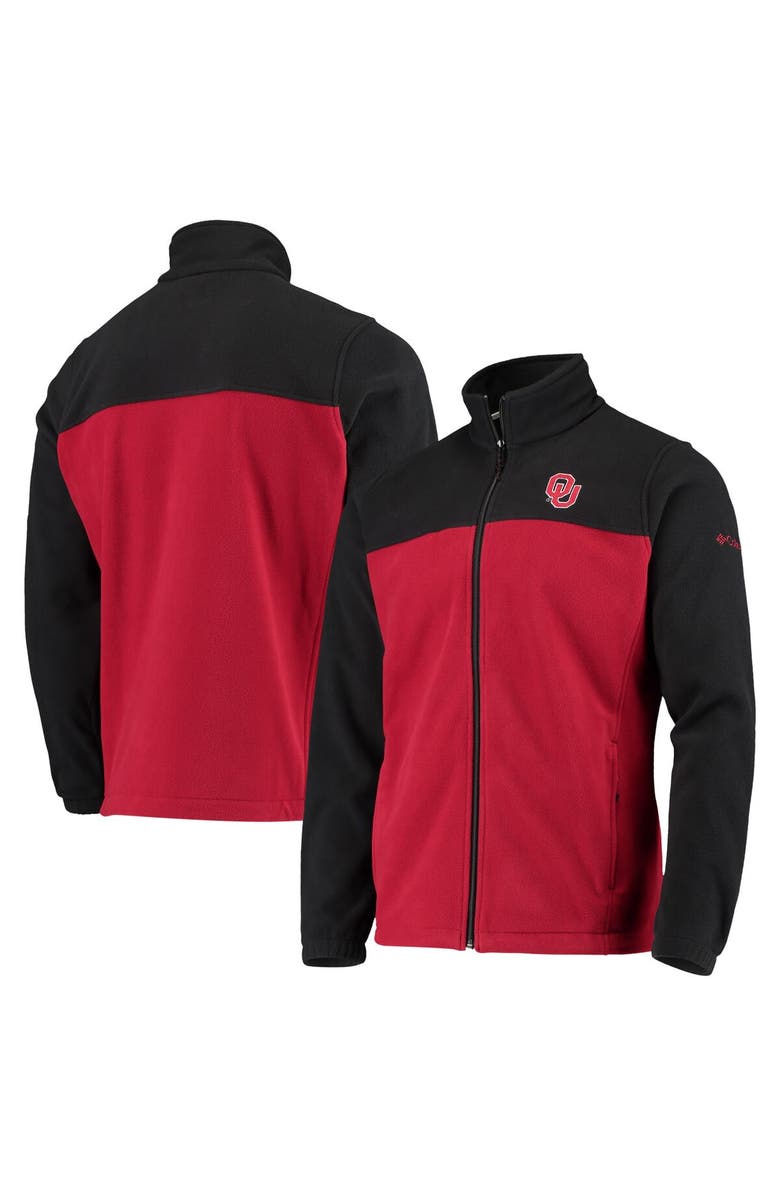 Columbia Men's Columbia Black/Crimson Oklahoma Sooners Flanker III Fleece Team Full-Zip Jacket, Main, color,
