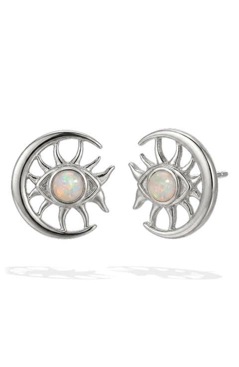 Cosmic Moon Eye Stud Earrings