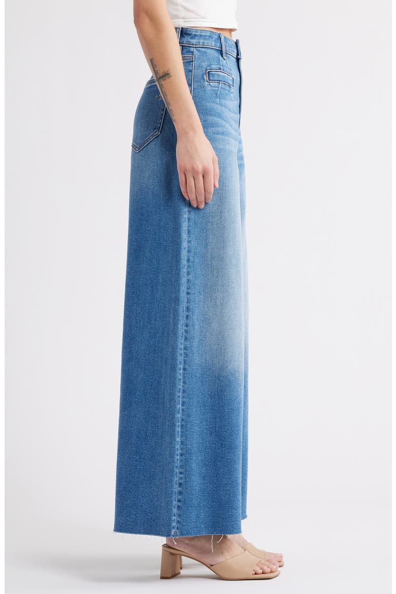 Welt Pocket Super High Waist Wide Leg Jeans, Alternate, color, DARK WASH