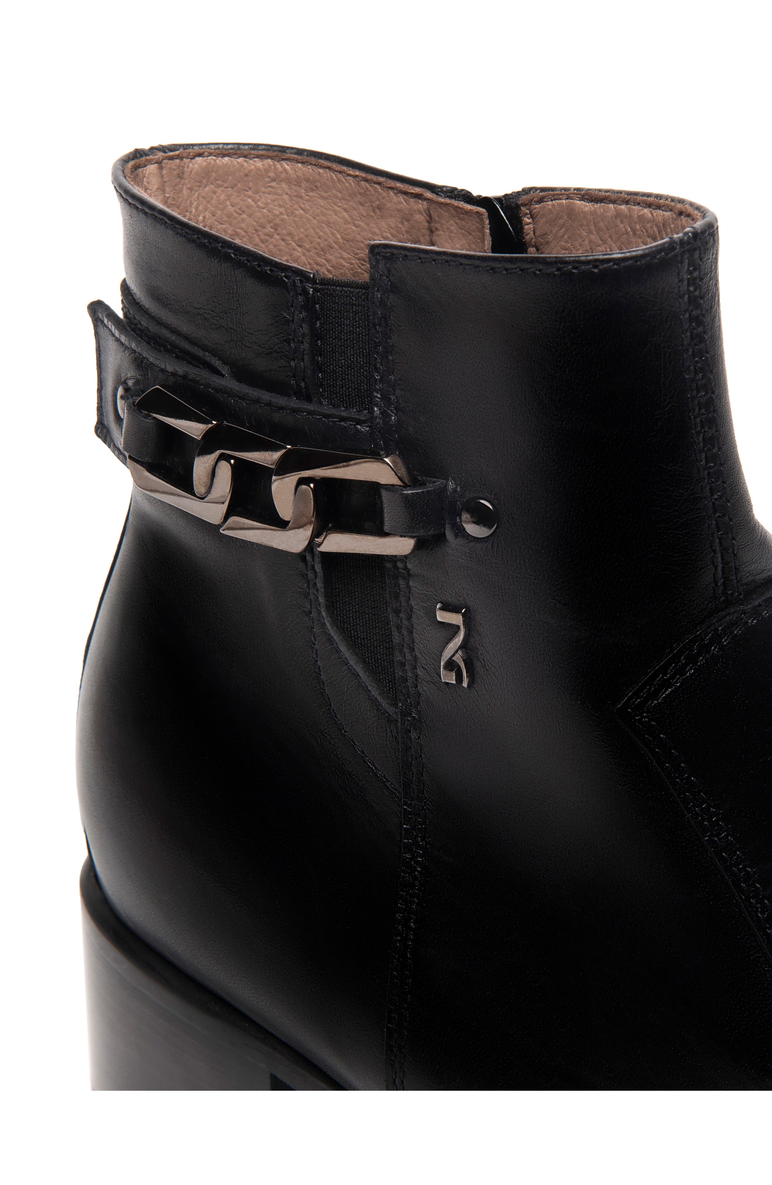 NeroGiardini Chain Strap Leather Bootie, Alternate, color, 