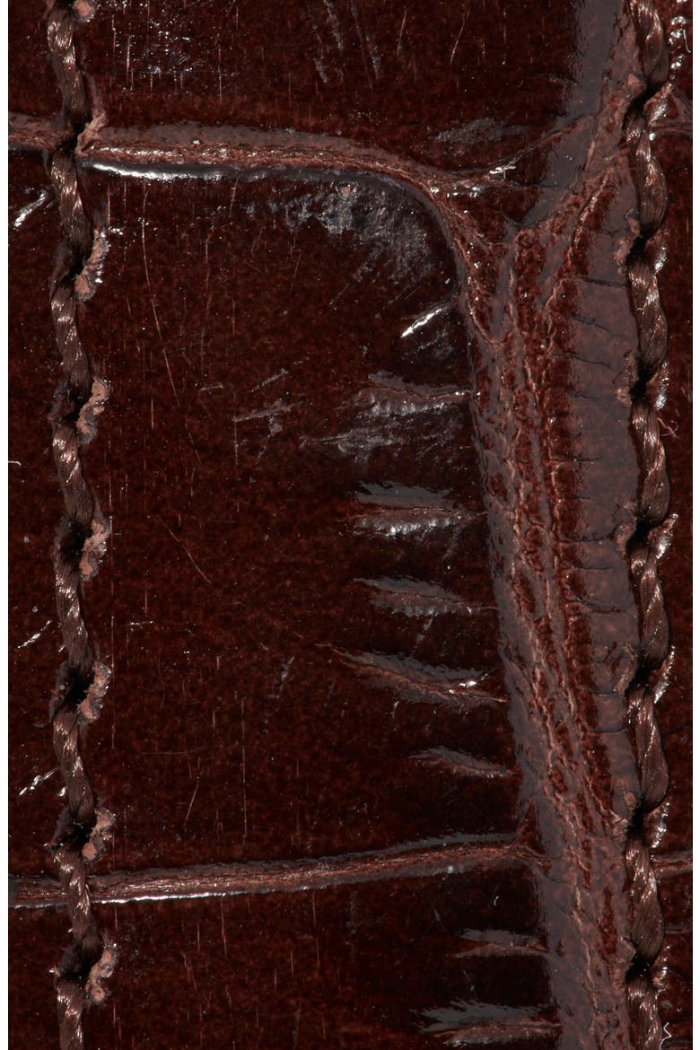 The Petite Square Buckle Croc Embossed Leather Belt, Alternate, color, POMEGRNATE CROC