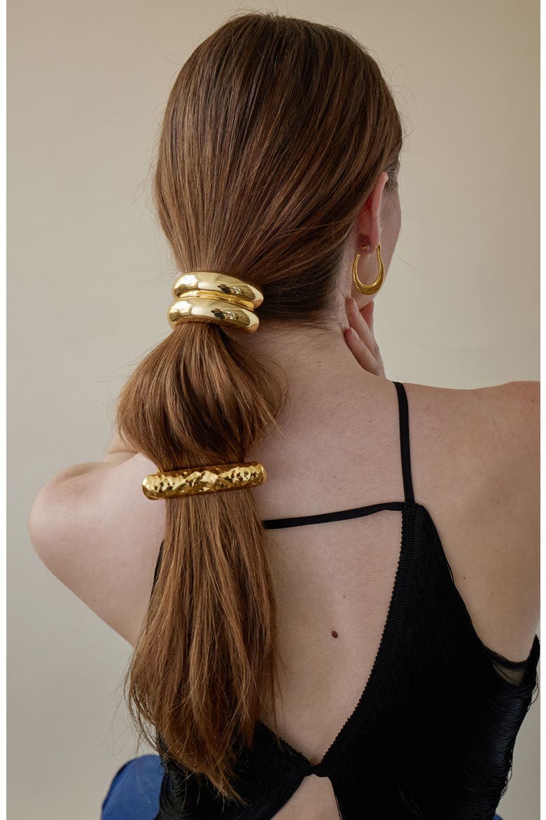 Hammered Bar Barrette, Alternate, color, GOLD