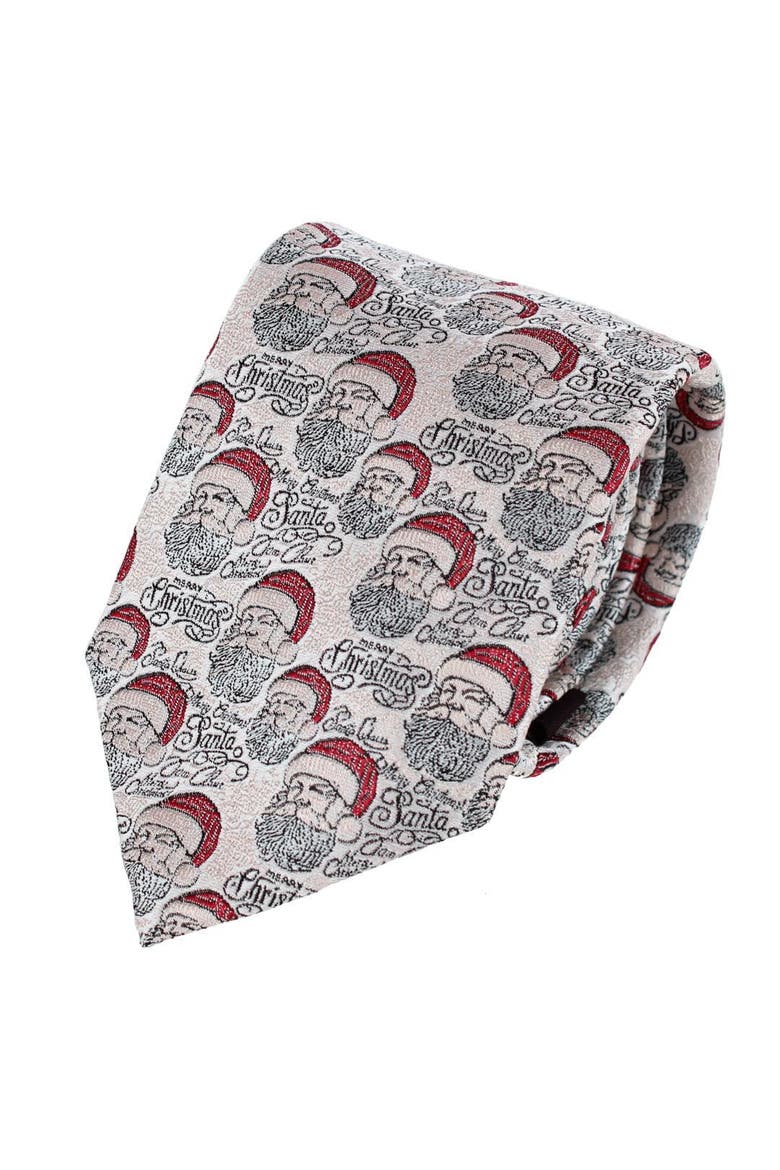 Santa Claus Is Watching Silk Novelty Necktie, Main, color, Cream