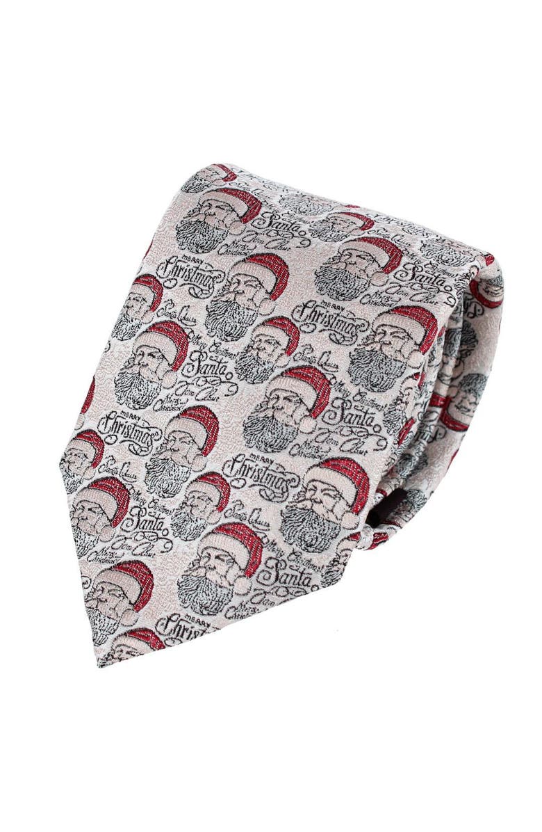 Trafalgar Santa Claus Is Watching Silk Novelty Necktie, Main, color, Cream