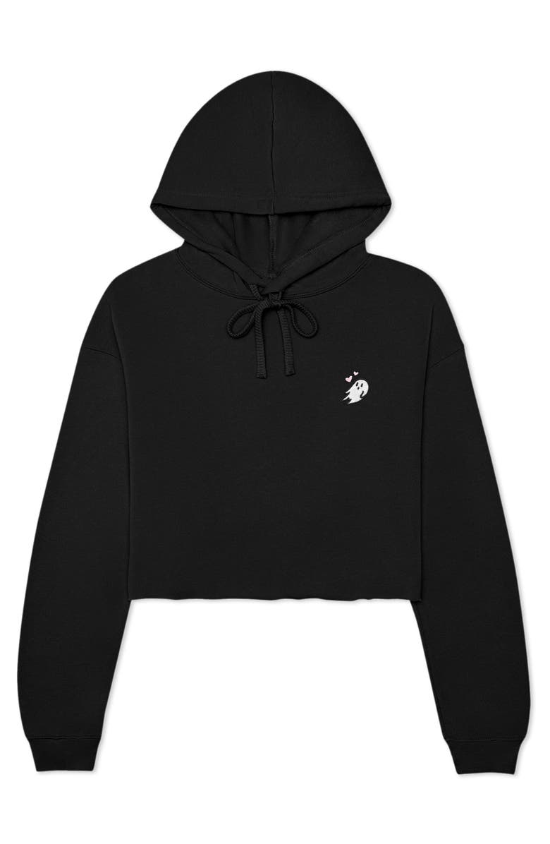 Dalix Heartly Ghost Cropped Hoodie, Main, color, Black