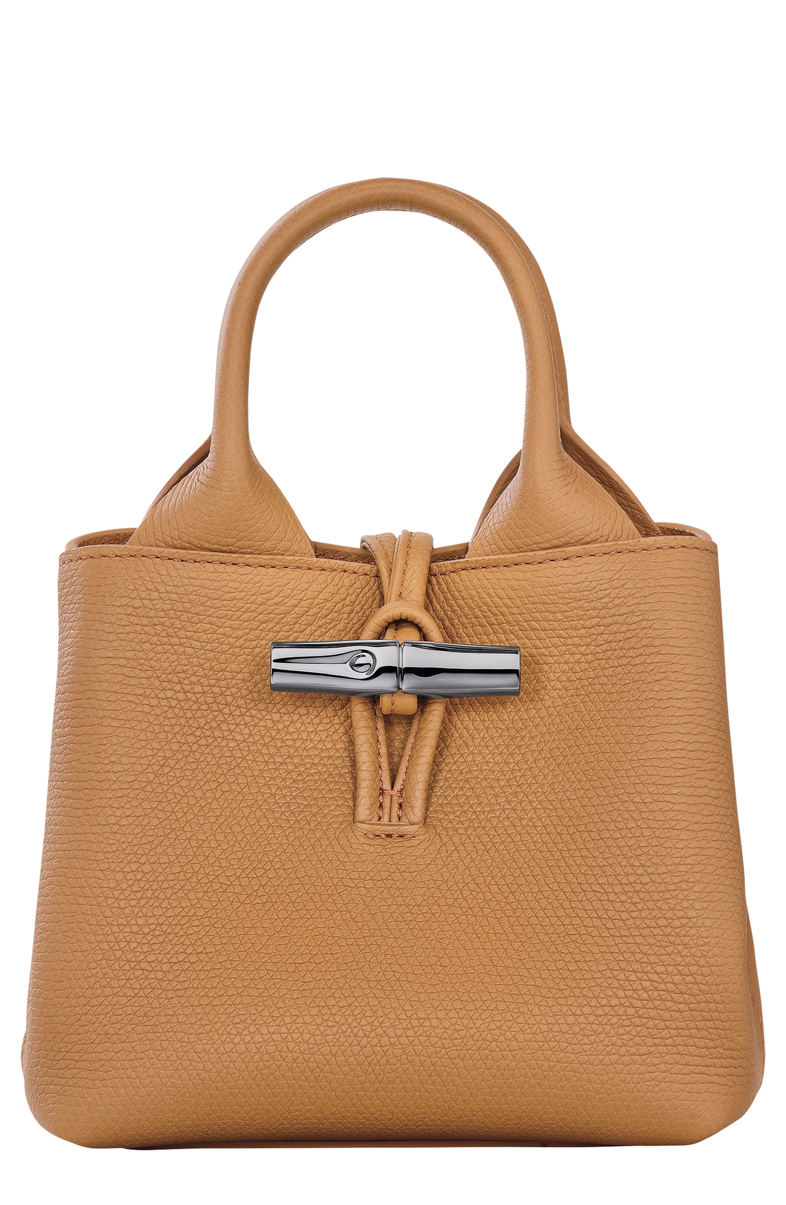 Longchamp Le Roseau Leather Top Handle Bag, Main, color, Walnut