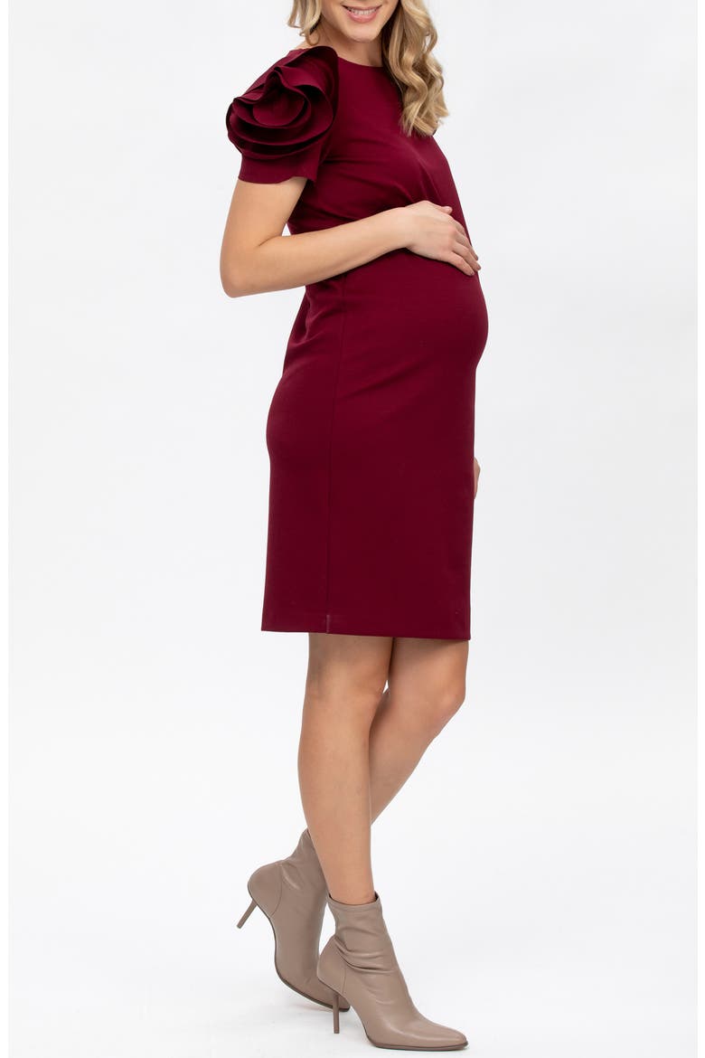 Capri Rosette Maternity Dress, Alternate, color, DARK CHERRY