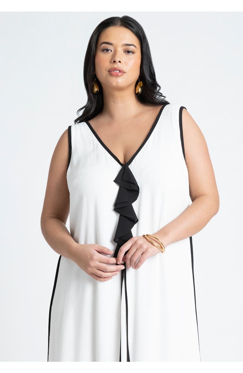 ELOQUII V Neck Gauze Maxi Dress, Alternate, color, Sugar Swizzle