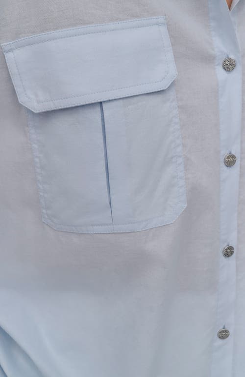 Dkny Cotton Voile Button-up Shirt In Blue