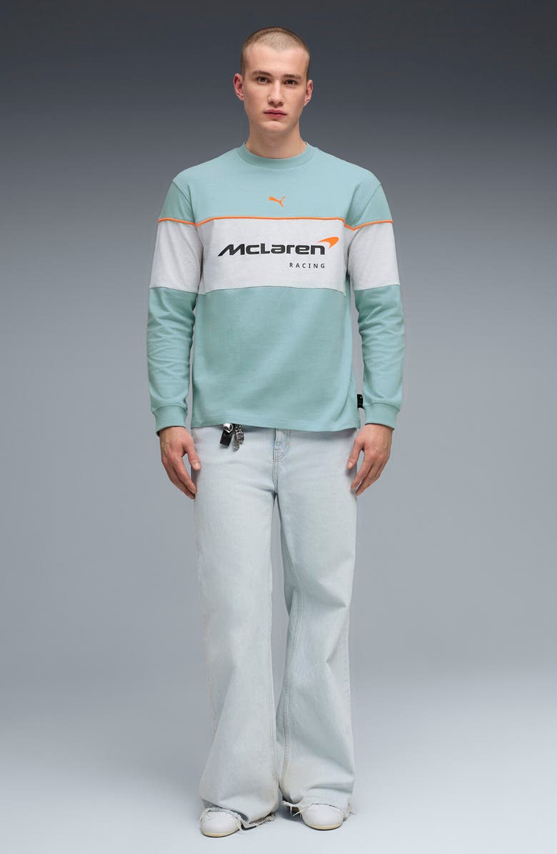 PUMA McLaren Long Sleeve Cotton Graphic T-Shirt, Alternate, color, Seafoam