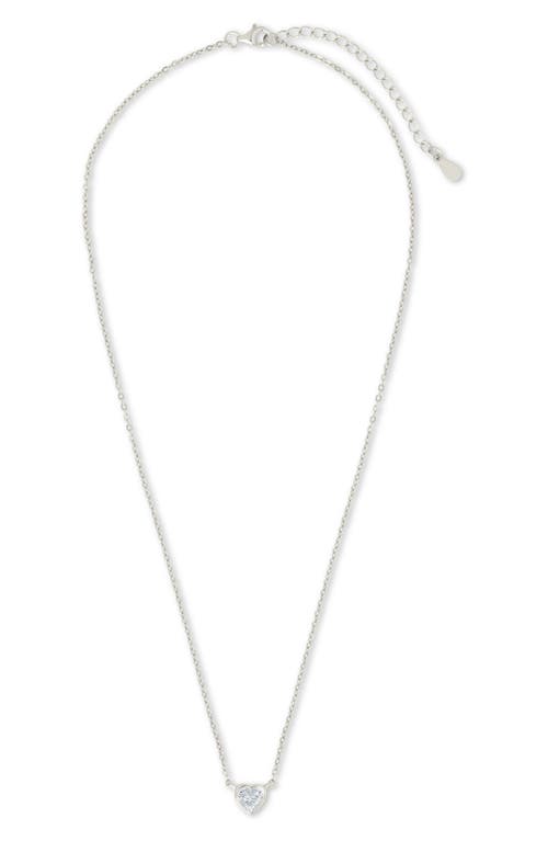 Sterling Forever Heart Bezel Pendant Necklace In Metallic
