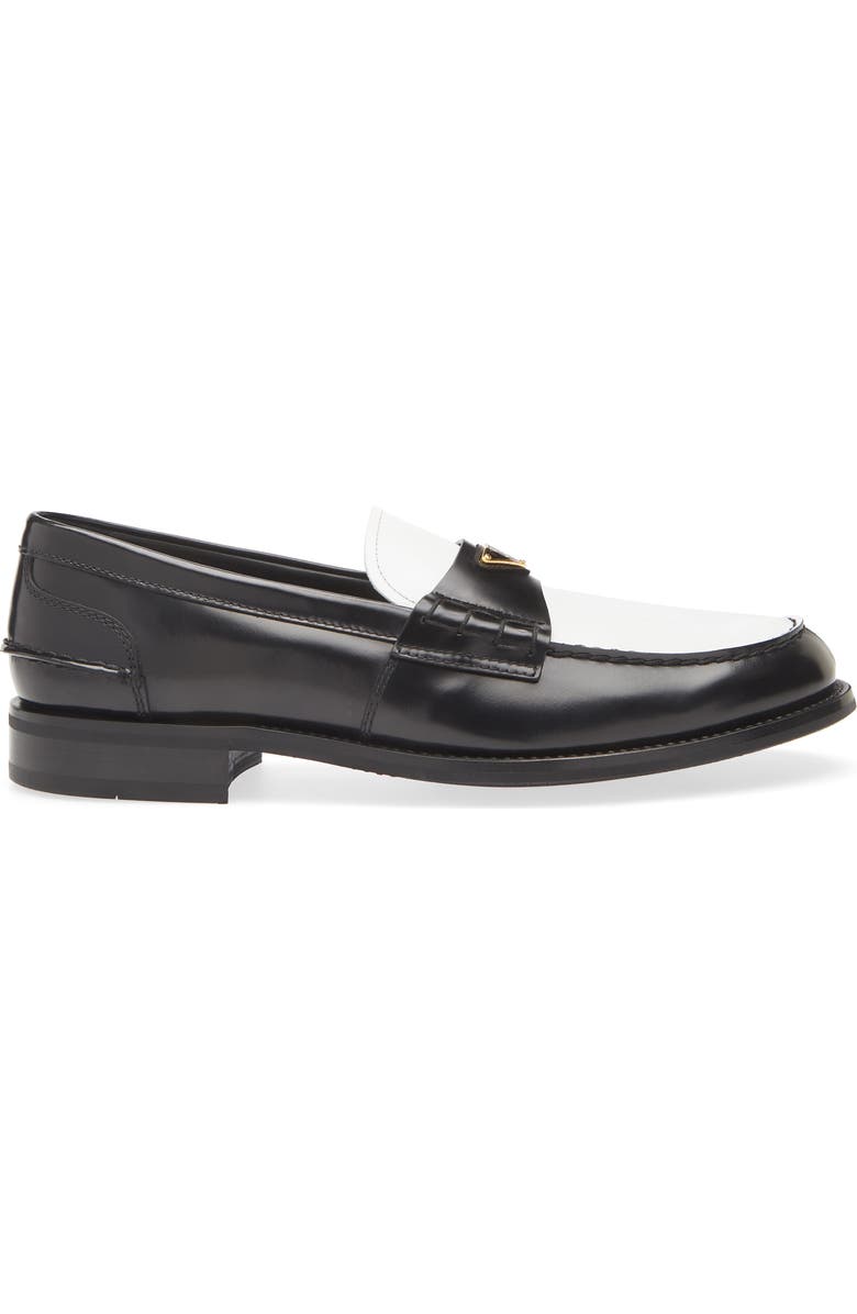 Prada Colorblock Loafer, Alternate, color, Nero/ Bianco