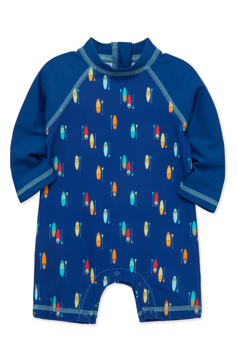 Little Me Surf One-Piece Rashguard Swimsuit, Alternate, color,
