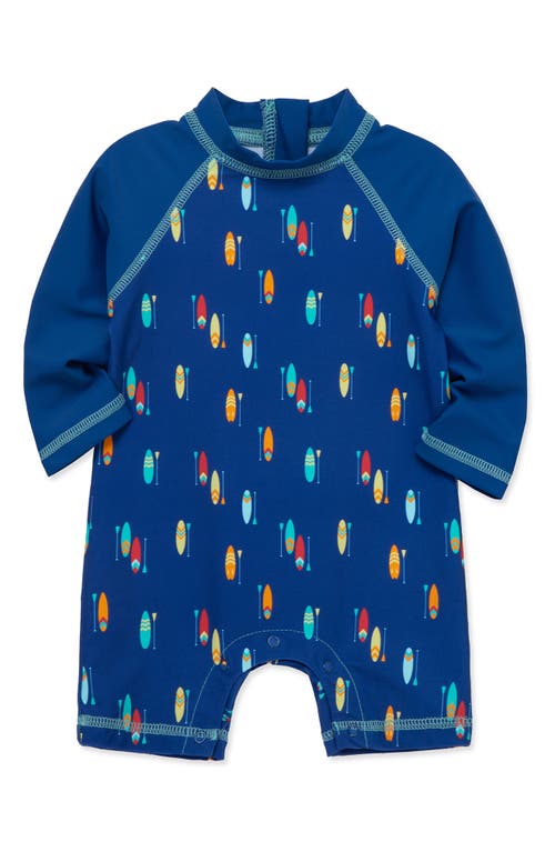 Shop Little Me Surf One-piece Rashguard Swimsuit In Blue