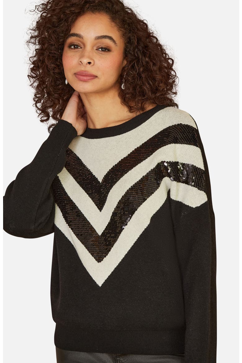 Sequin Embellished Knitted Jumper, Main, color, Black