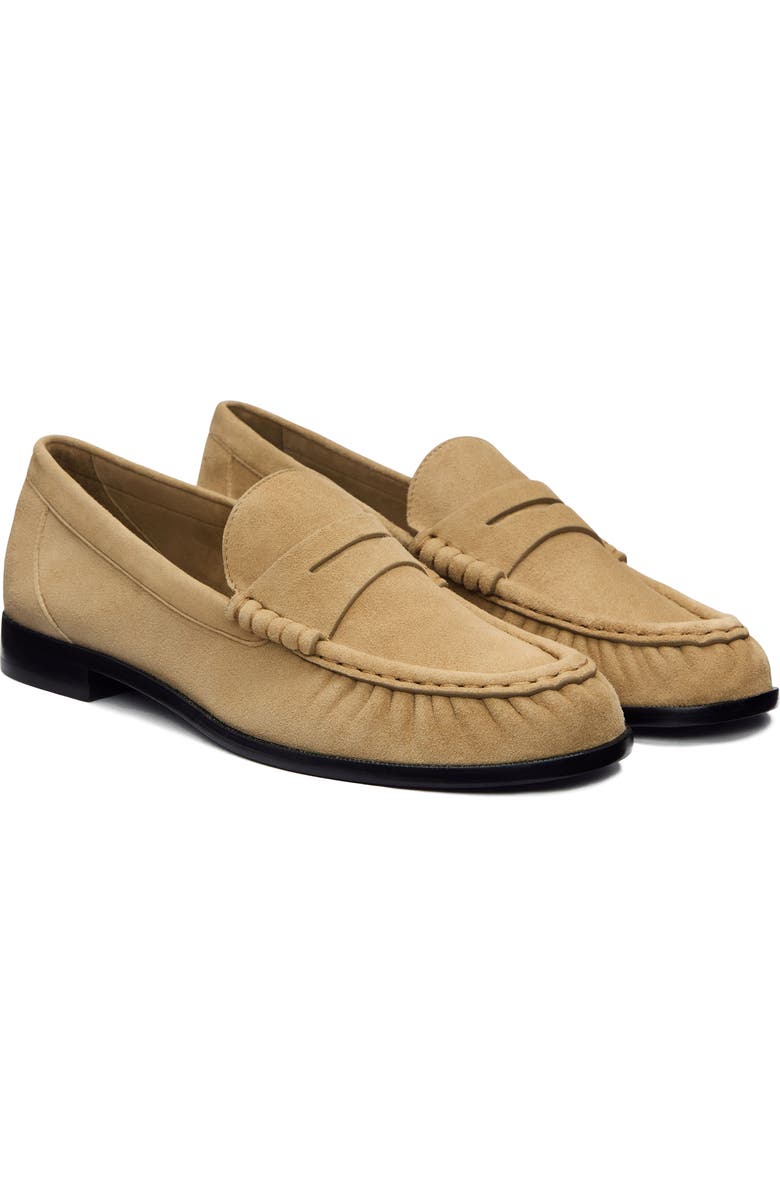 Reformation Francine Ruched Loafer, Main, color, Hazel Suede