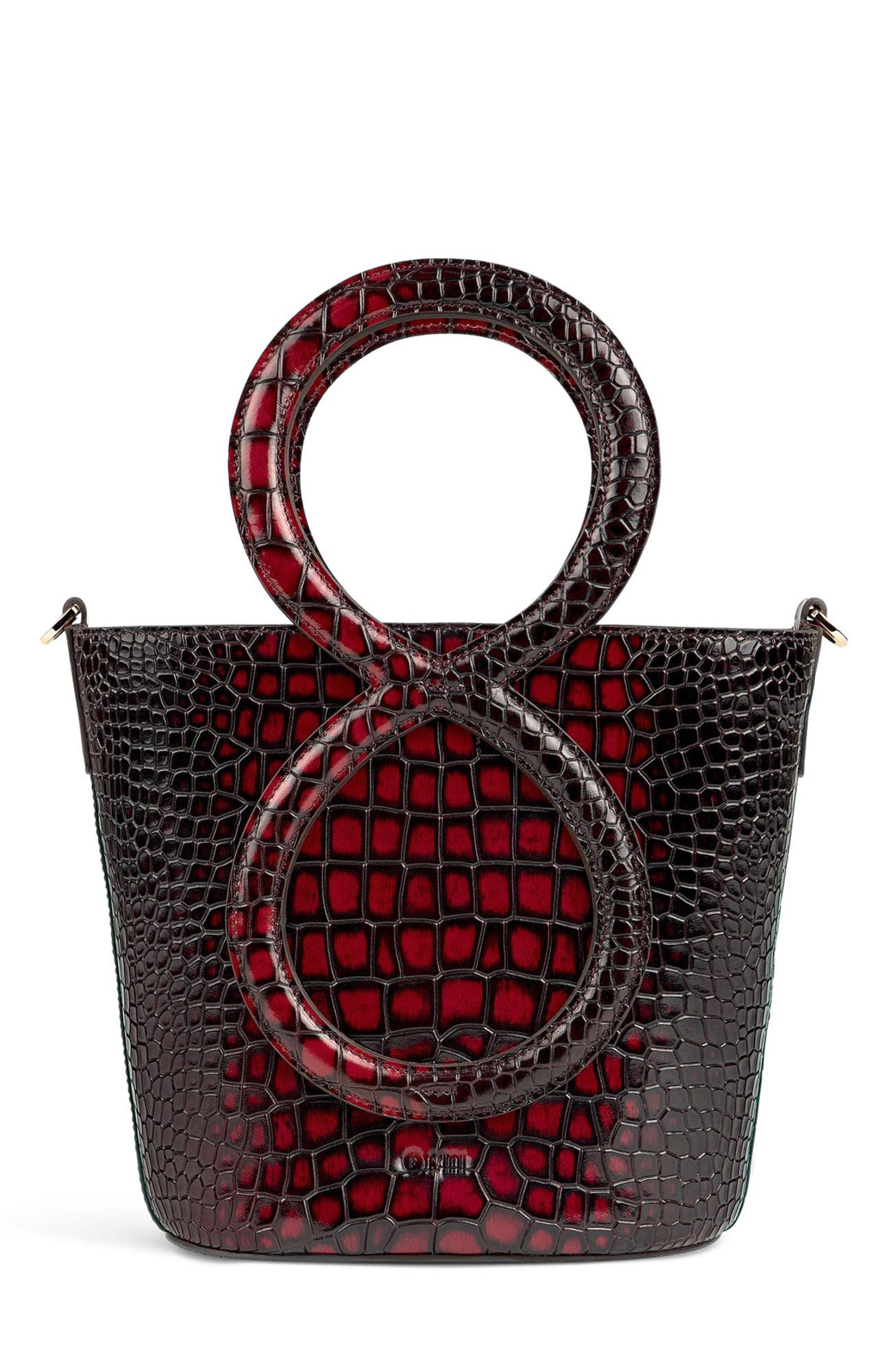 Infinity Bag - Burgundy and Black Crocodile Embossed, Main, color, Burgundy and Black