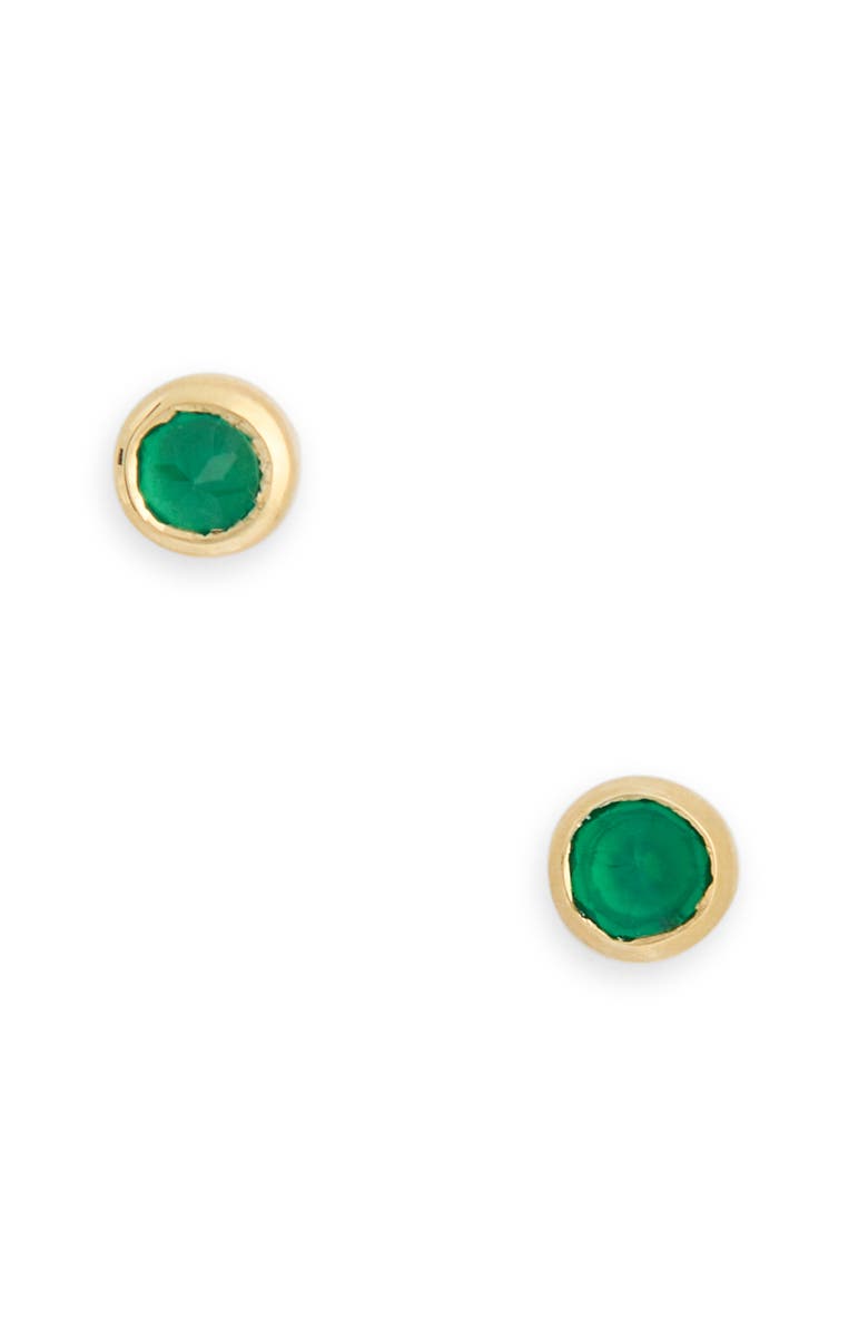 Monica Vinader Mini Green Onyx Stud Earrings, Main, color, Yellow Gold