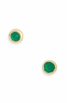 Mini Green Onyx Stud Earrings