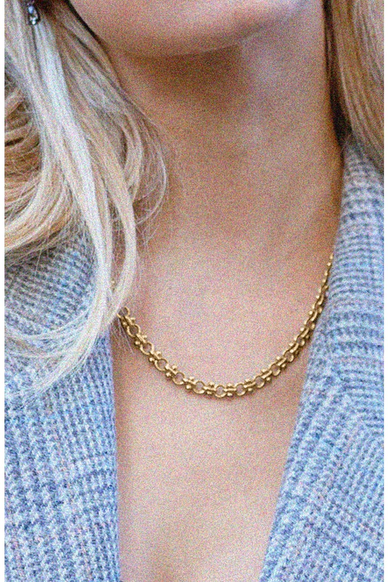 14k Gold Plated Lattice Chain Necklace Gift Idea, Alternate, color, Gold