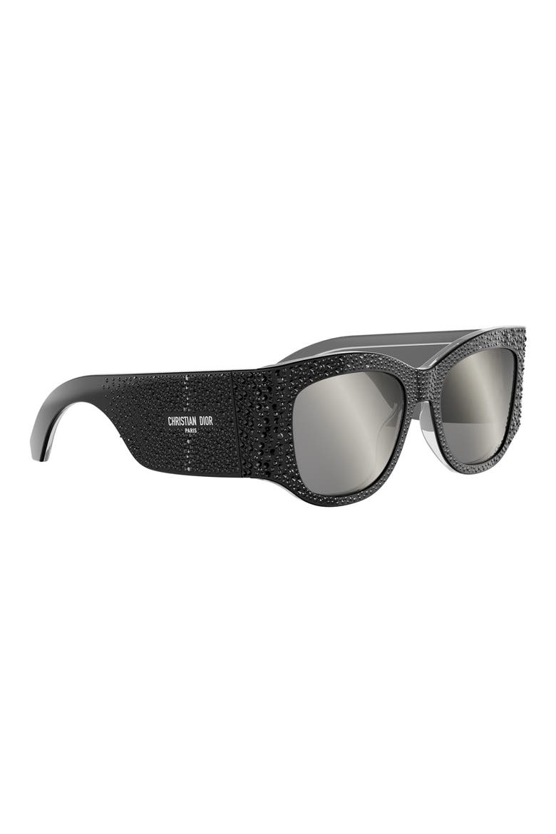 'DiorNuit S1I 54mm Square Sunglasses, Alternate, color, BLACK/ OTHER / SMOKE MIRROR