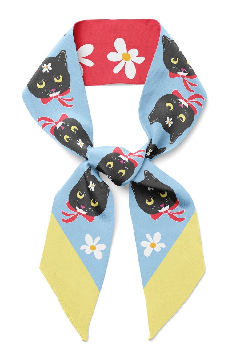 Naoko Cat Twilly Ribbon Scarf, Main, color, Multicolor