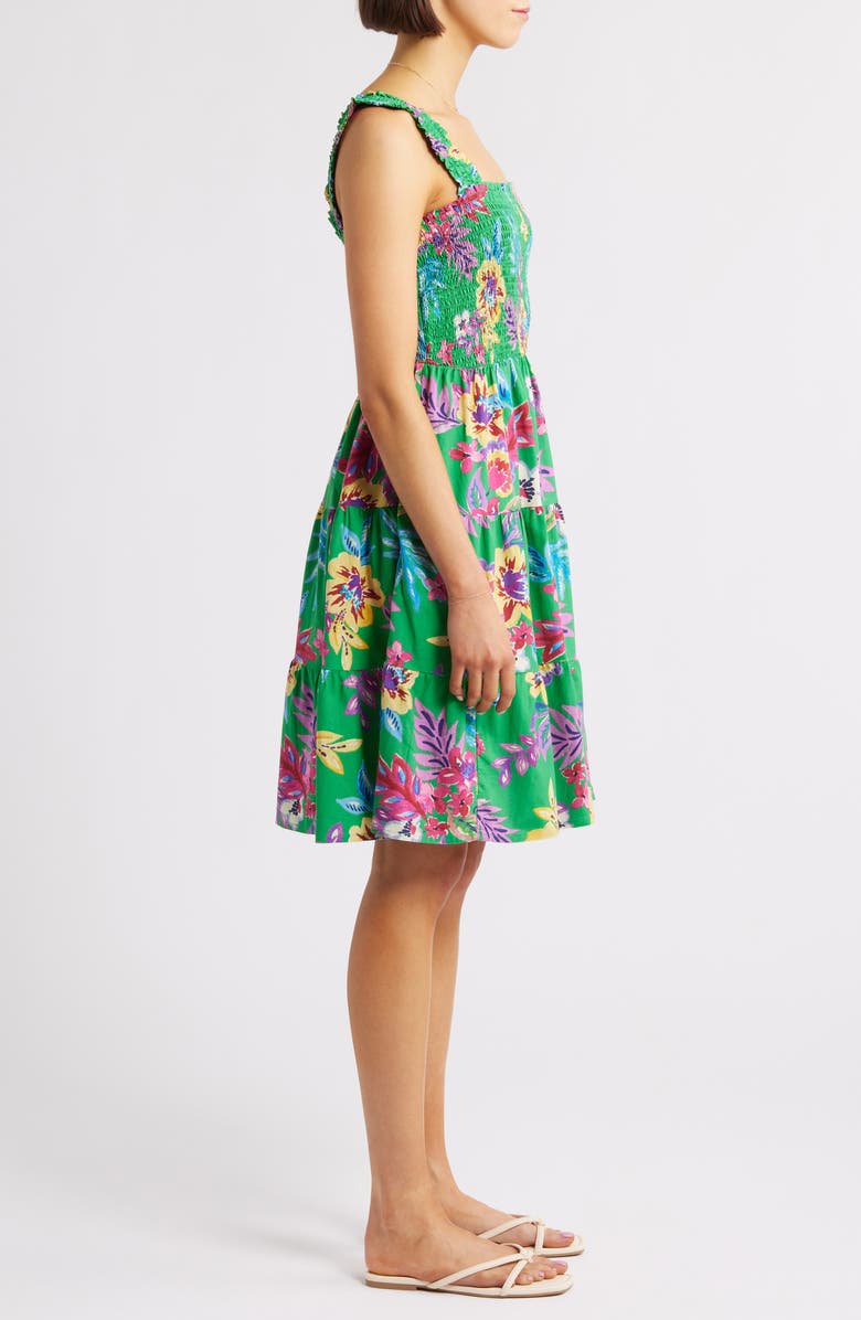beachlunchlounge Alice Tiered Sundress, Alternate, color, Teal Garden
