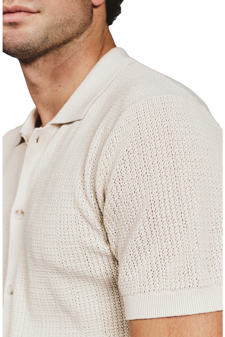 Nash Knit Short Sleeve Button-Up Shirt, Alternate, color, TAN