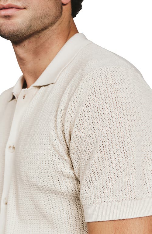 7 Diamonds Nash Knit Short Sleeve Button-up Shirt In White