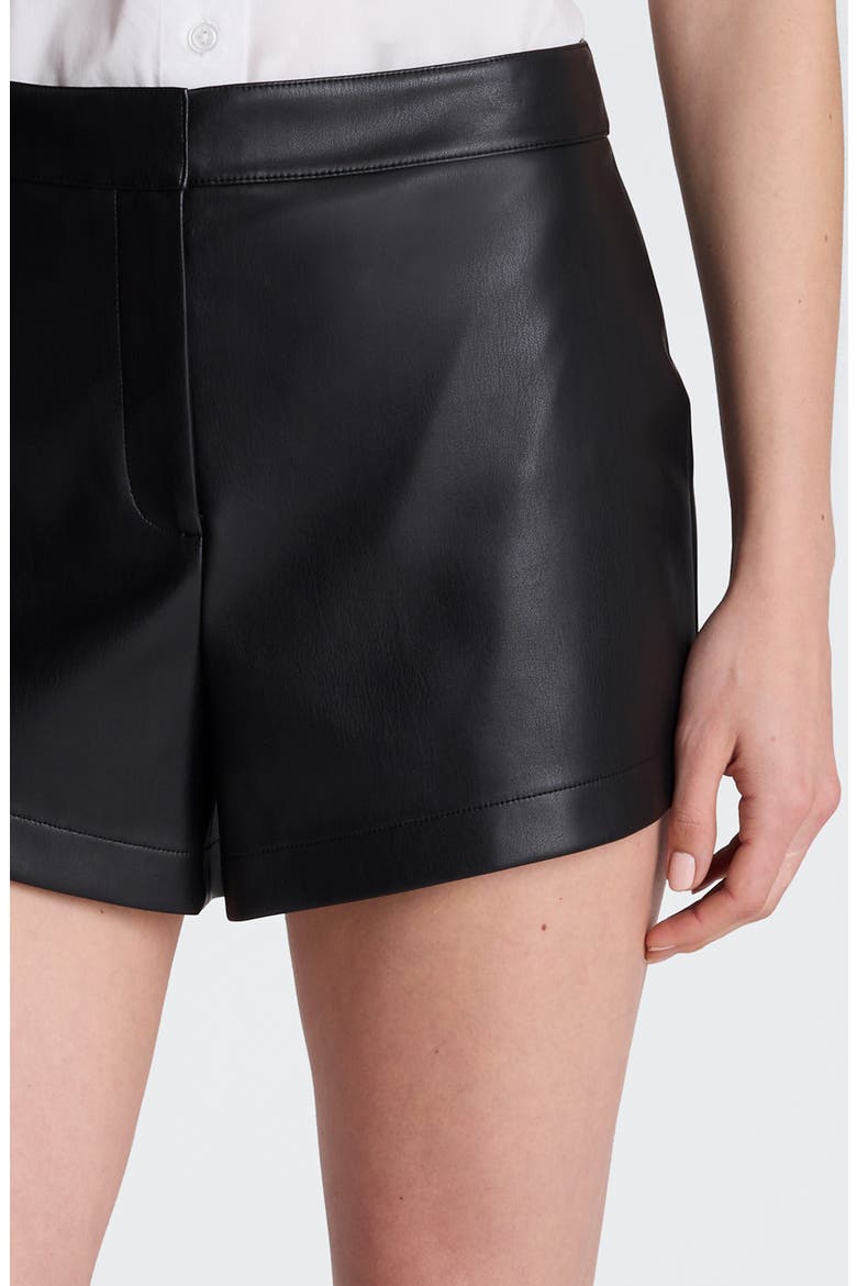 Fly Front Faux Leather Shorts, Alternate, color, BLACK