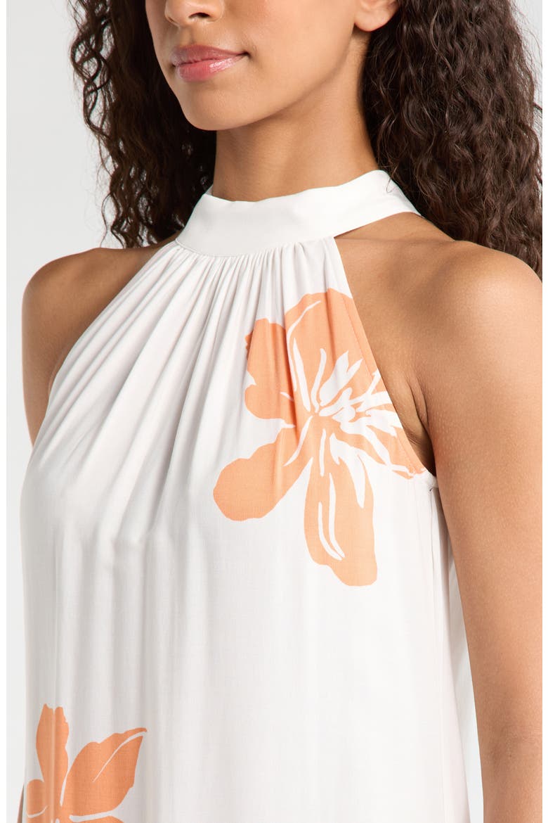 Mock Neck Trapeze Maxi Dress, Alternate, color, TANGERINE