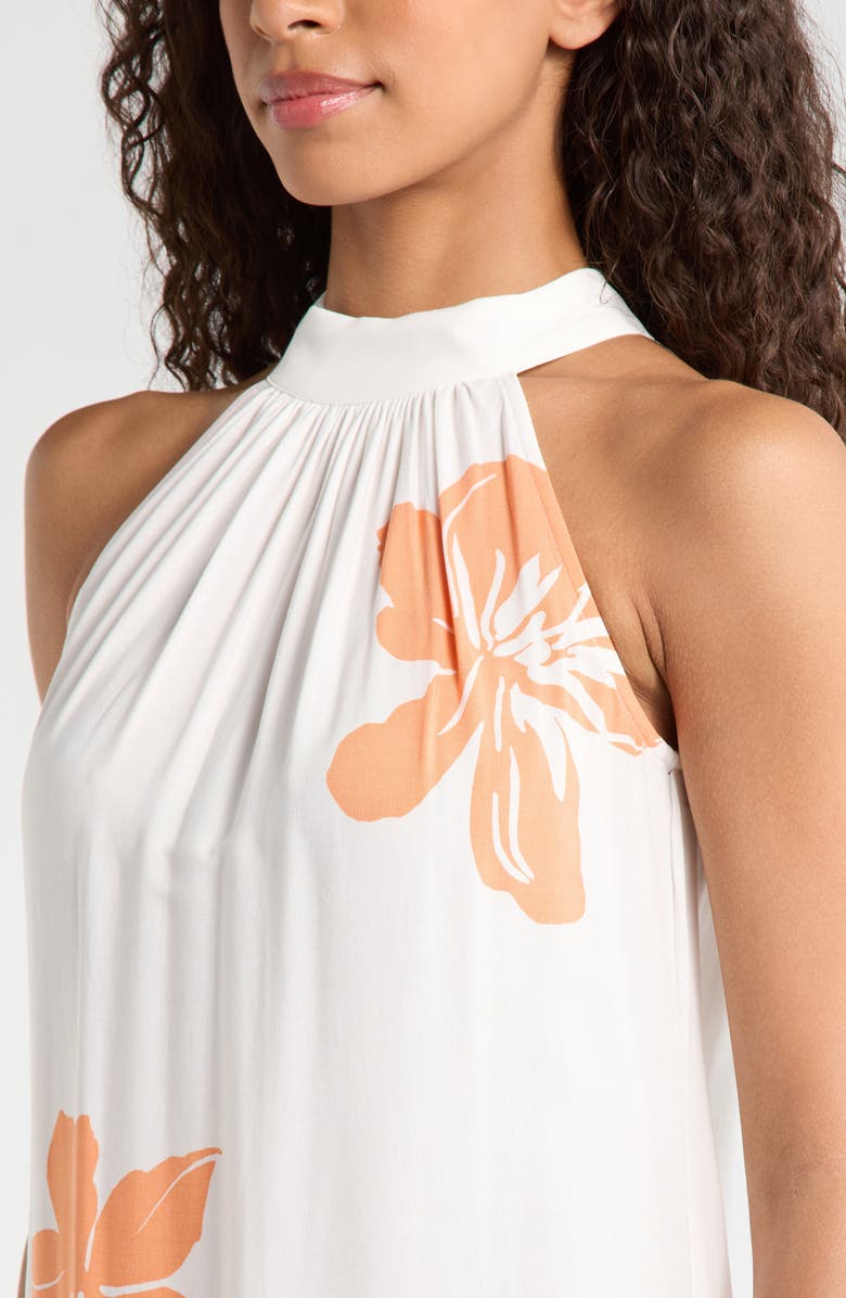 Vince Camuto Mock Neck Trapeze Maxi Dress, Alternate, color, Tangerine