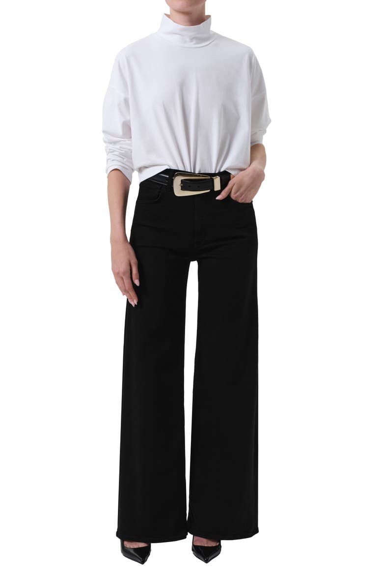 Lyra High Waist Wide Leg Jeans, Alternate, color, PLUSH BLACK BLACK