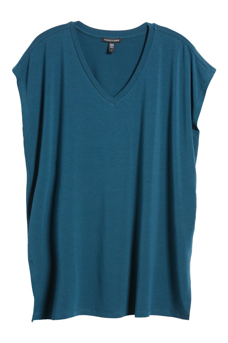 V-Neck Long Boxy Top, Alternate, color, PACIFIC
