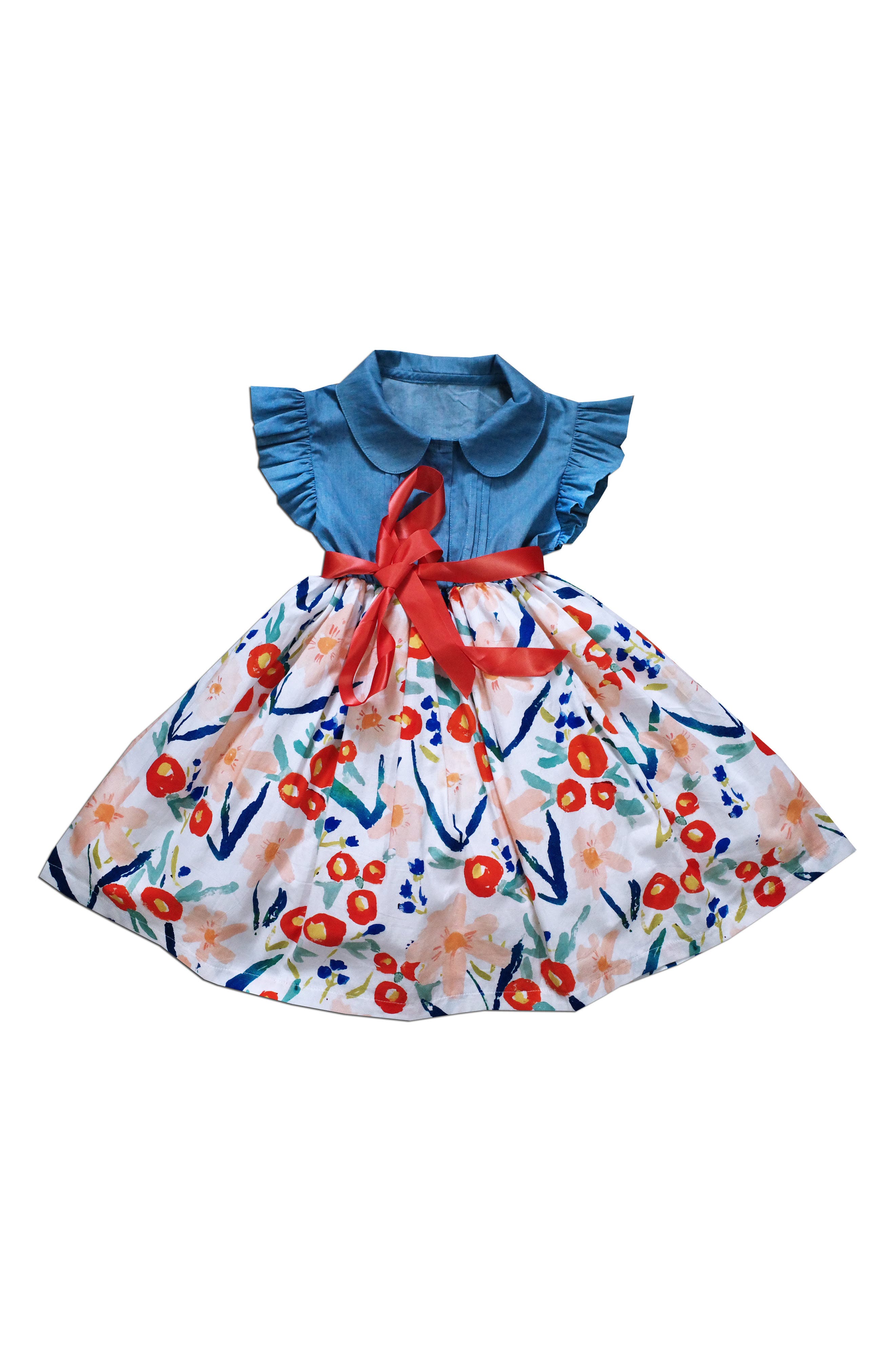 JOE-ELLA Carloline Denim Floral Dress