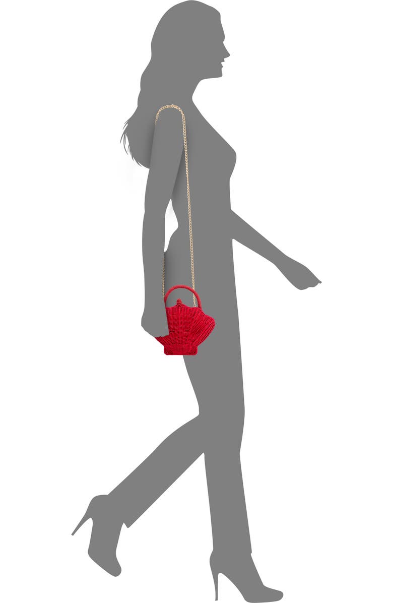 Nina Shelly Rattan Top Handle Bag, Alternate, color, Red