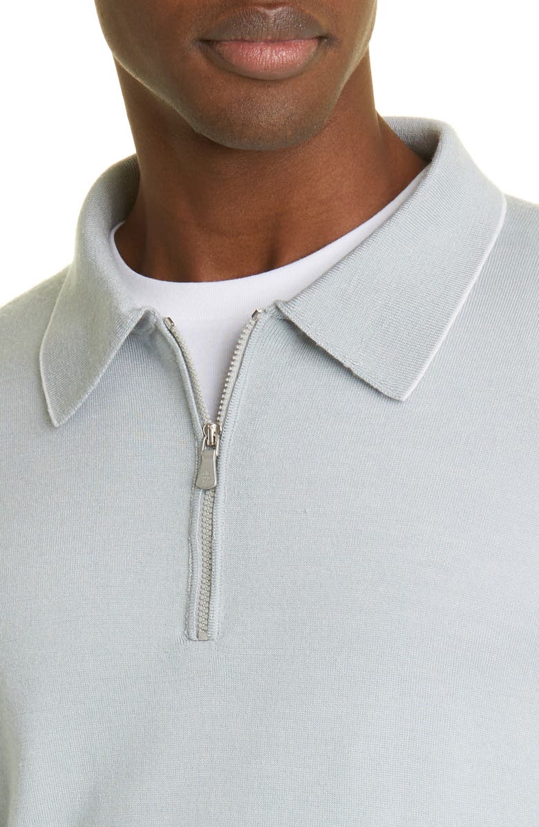 Eleventy Tipped Long Sleeve Merino Wool & Silk Zip Polo Sweater, Alternate, color, 