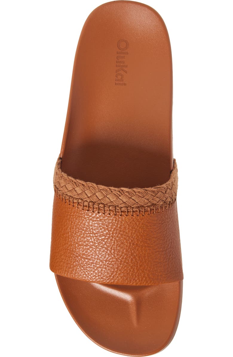 OluKai Pākea Leather Slide Sandal, Alternate, color, Fox / Fox
