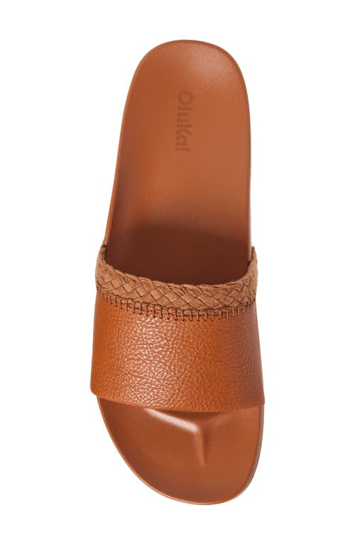 Olukai Pākea Leather Slide Sandal In Brown