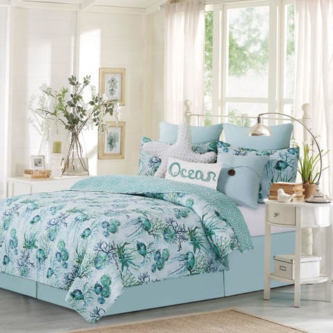 Shorecrest Beach Coastal Cotton Quilt Set  - Reversible and Machine Washable