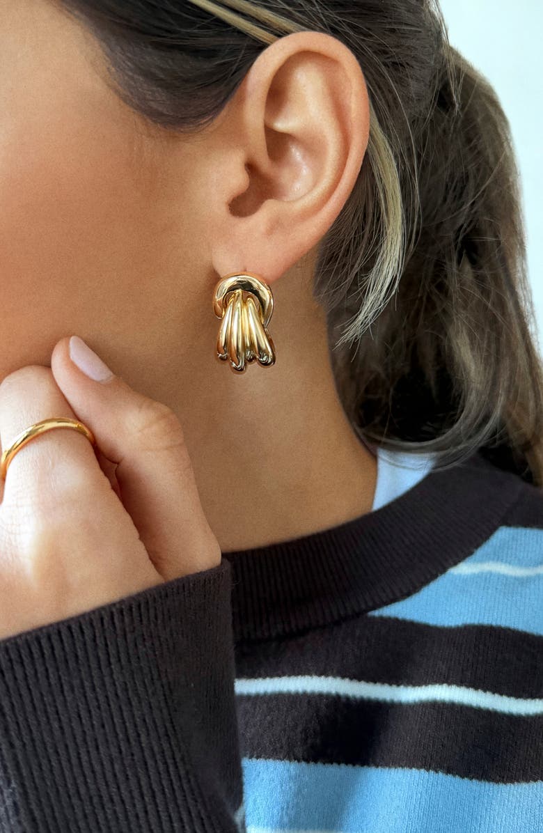 BaubleBar Linda Triple Row Huggie Hoop Earrings, Alternate, color, Gold