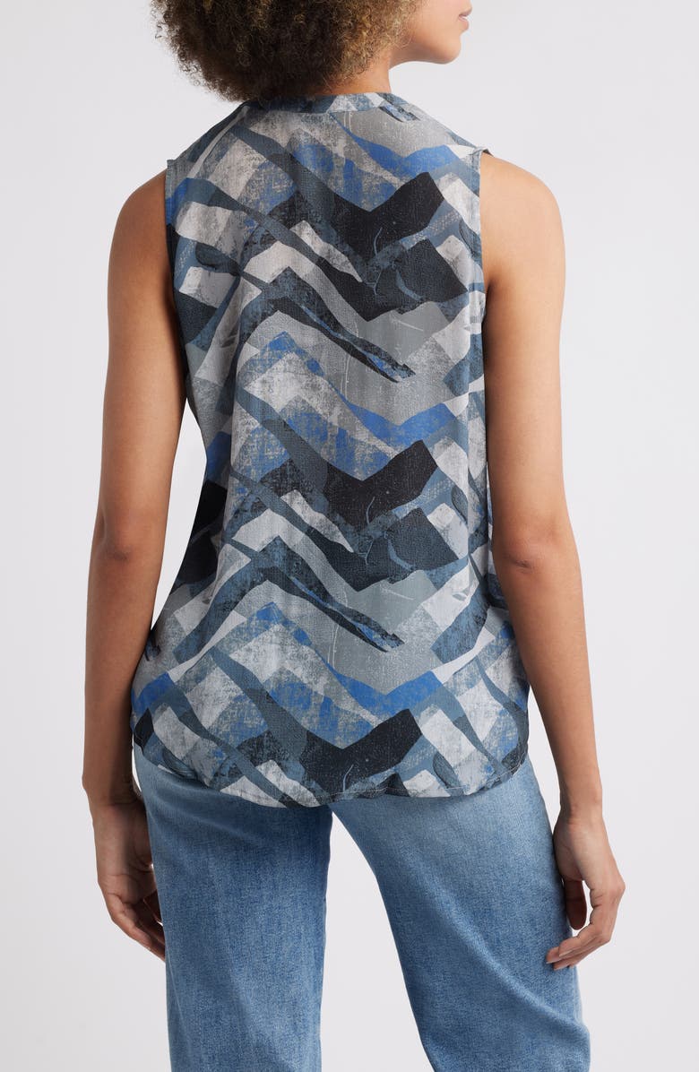 APNY Print Chiffon Button-Up Sleeveless Top, Alternate, color, Grey Multi