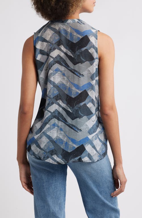 Apny Print Chiffon Button-up Sleeveless Top In Multi