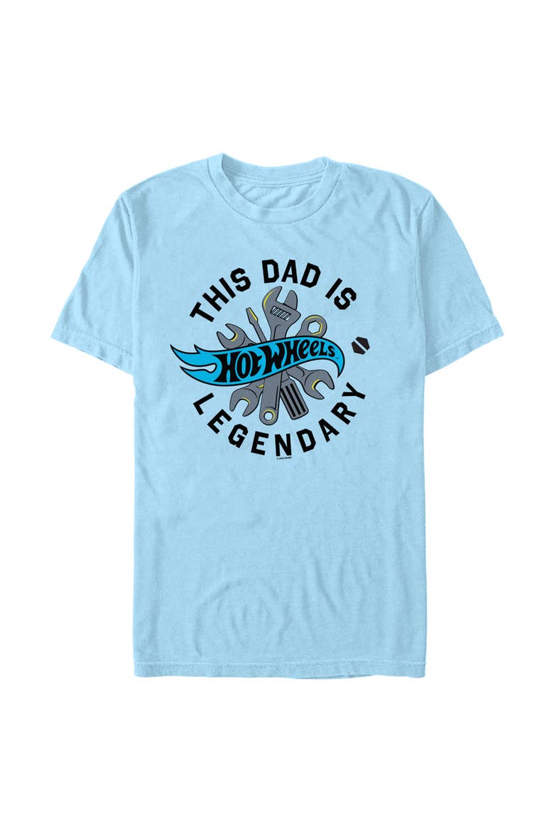 Mens Hot Wheels This Dad Is Legendary T Shirt, Main, color, Light Blue