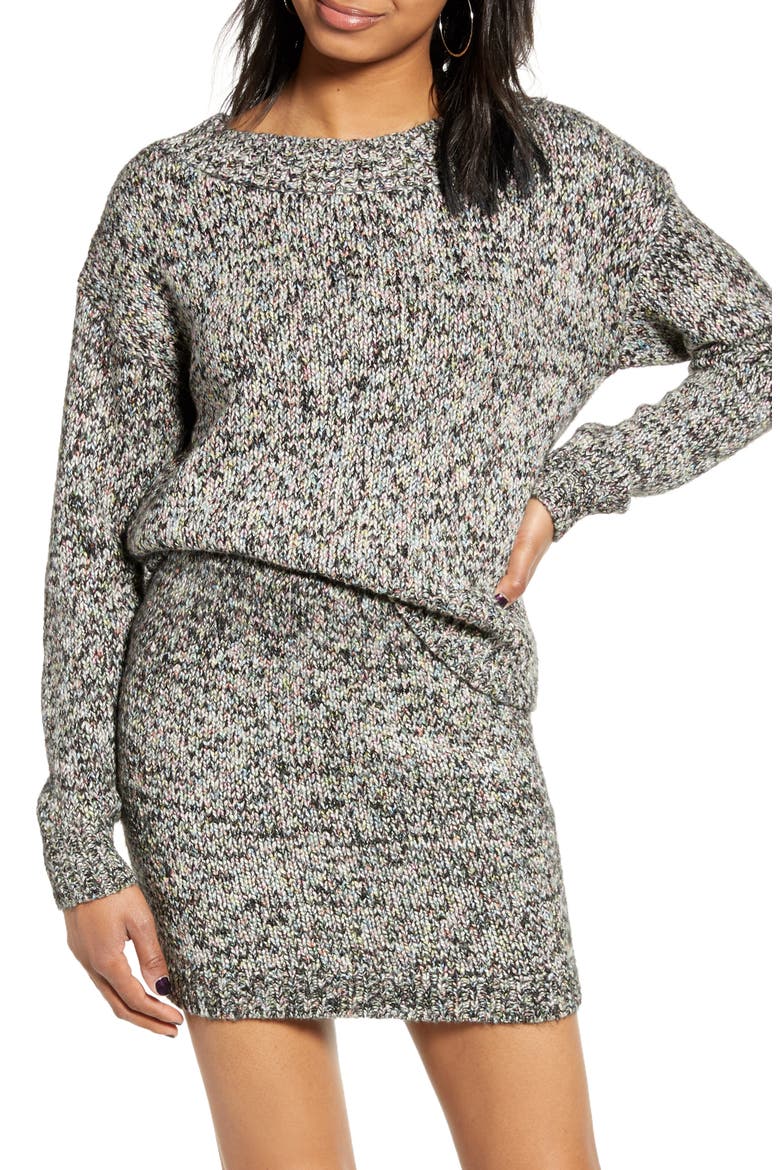 Rainbow Marl Sweater, Main, color, BLACK MULTI MARL