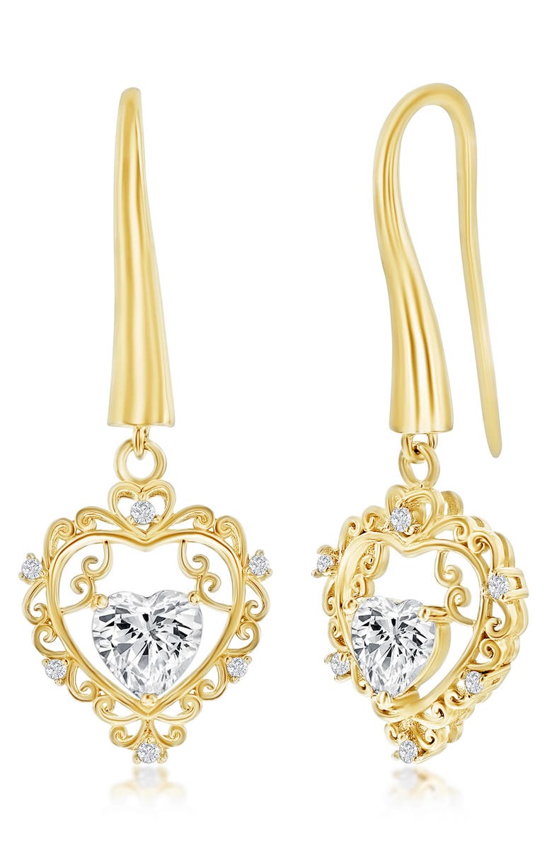 SIMONA Cubic Zirconia Heart Dangle Earrings, Main, color, 