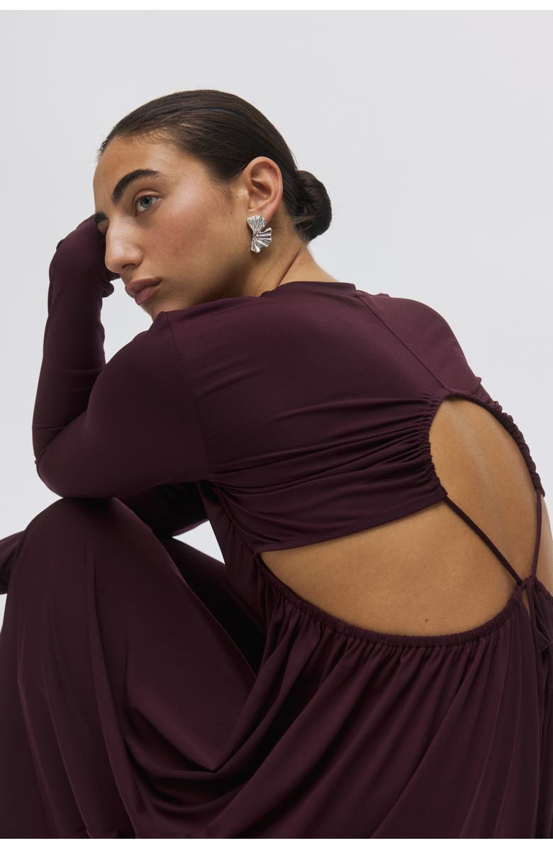 H&M Gathered Jersey Dress, Alternate, color, Burgundy