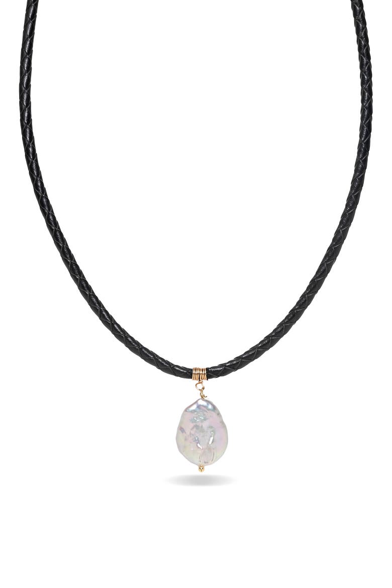 Emilia Corded Imitation Pearl Pendant Necklace, Alternate, color, BLACK