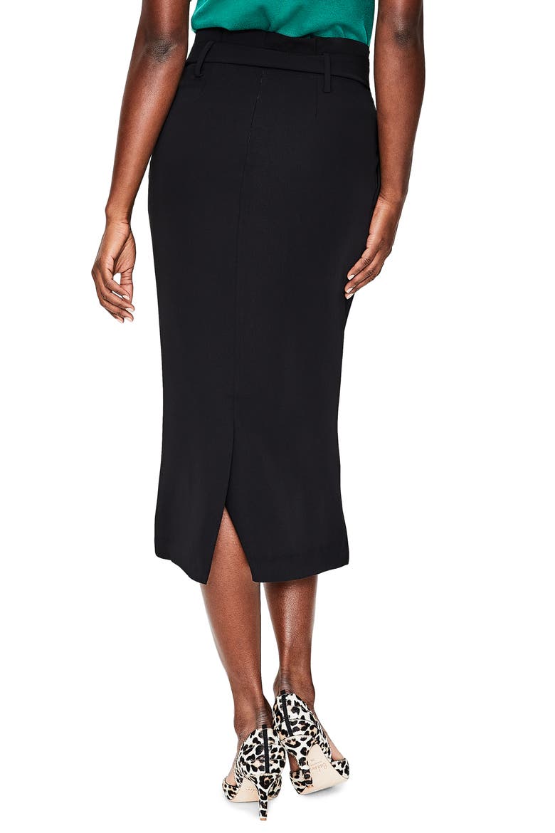 Melina Paperbag Waist Midi Skirt, Alternate, color, BLACK