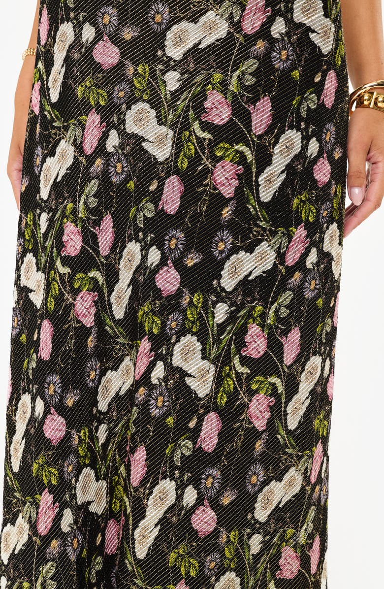 CAMI NYC Jayna Floral Metallic Chiffon Maxi Skirt, Alternate, color, Midnight Gardens